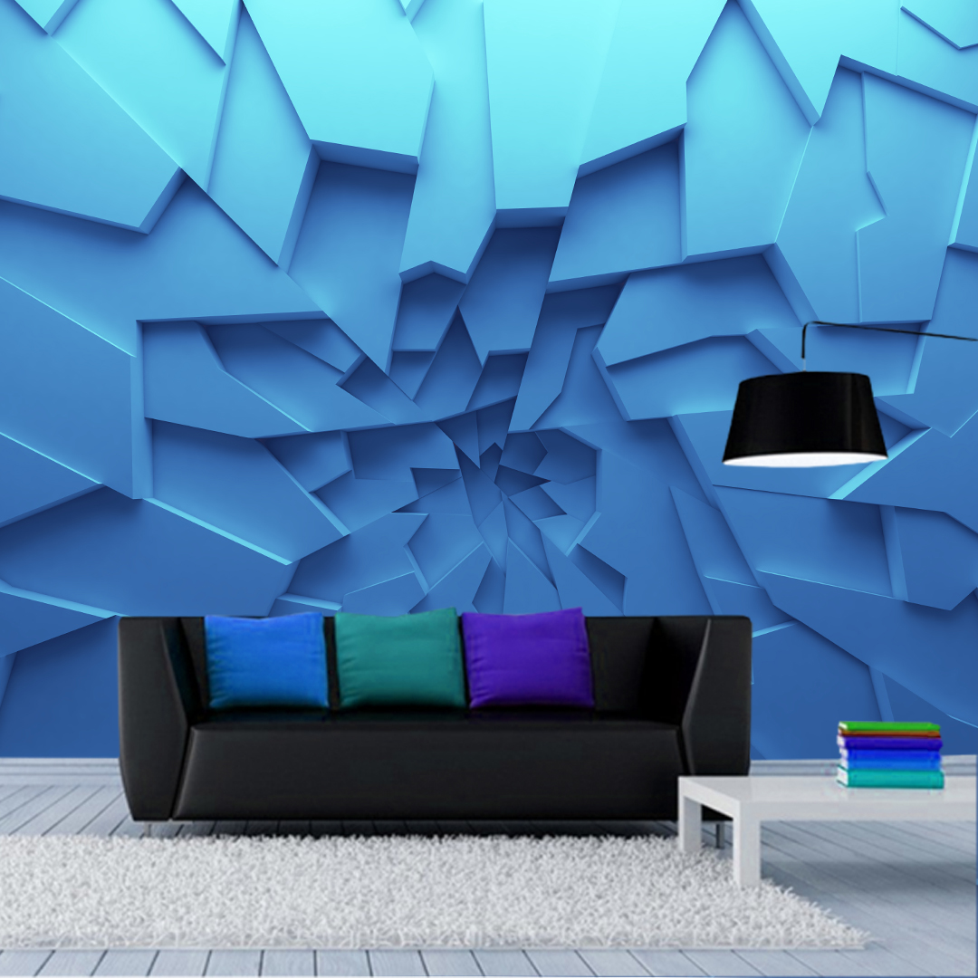 Blue Geometric 3D Wallpaper - Modern Pattern Design