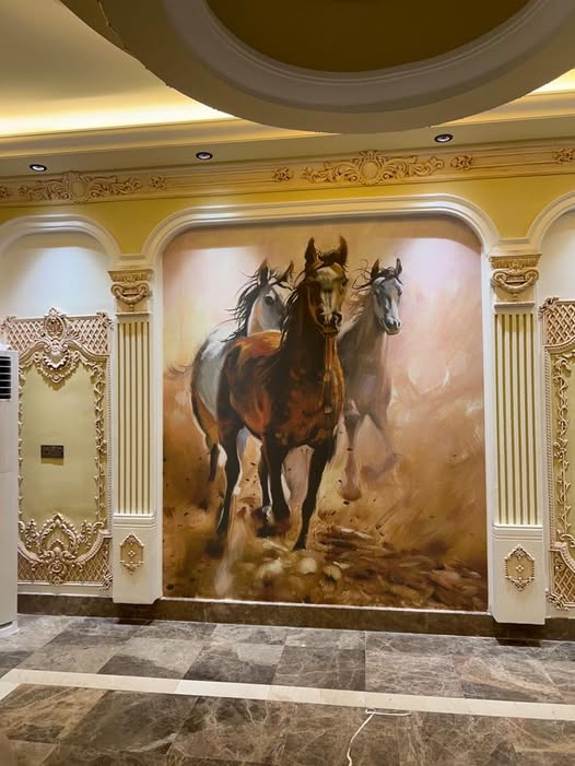 3D Horse Wall Art - Custom Wallpaper Design